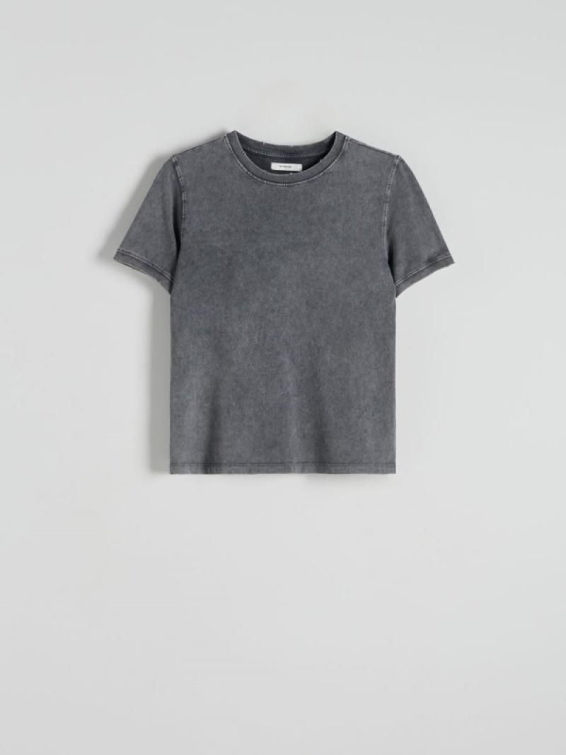 Reserved T-wash Effect T-shirts Damen Dunkelgrau | 2716-HEYRM