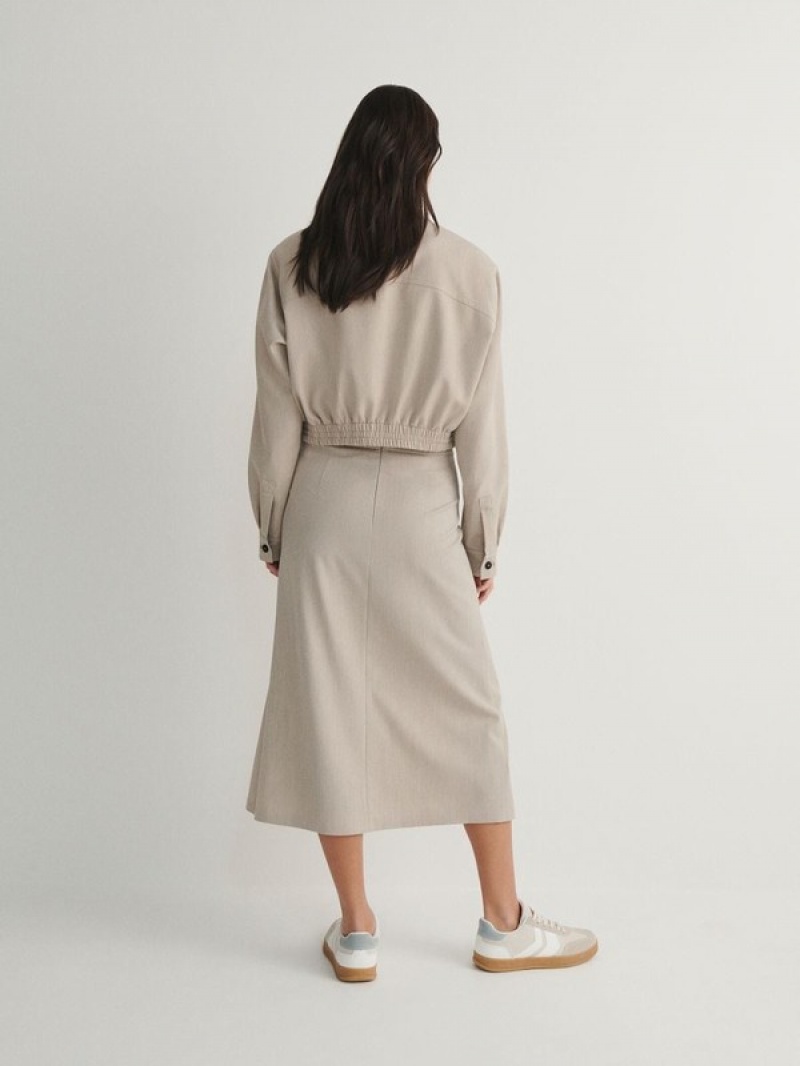 Reserved Two Pleats Röcke Damen Beige | 7642-WSZFT