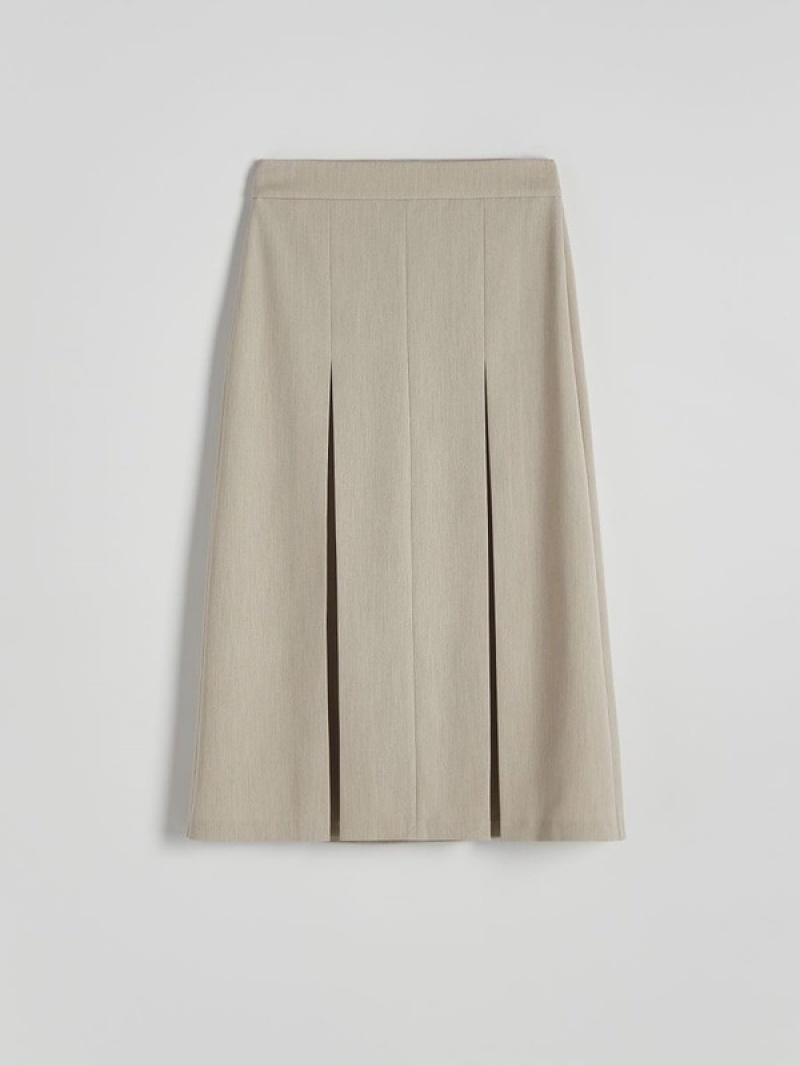 Reserved Two Pleats Röcke Damen Beige | 7642-WSZFT