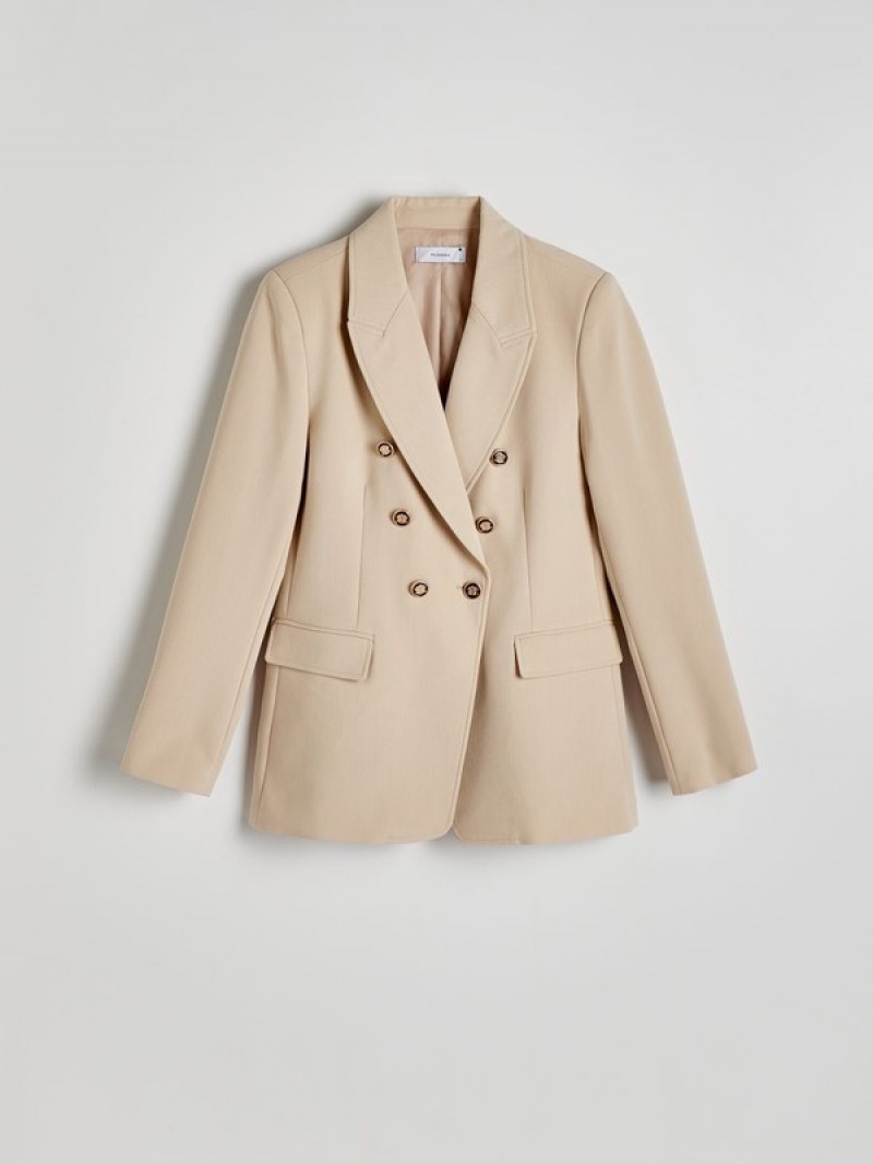 Reserved Viscose Blend Double-breasted Blazer Damen Beige | 4865-HEDGZ