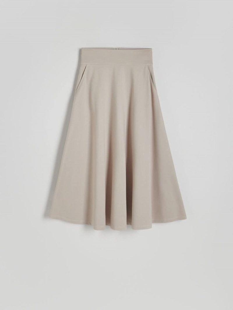 Reserved Viscose Blend Midi Röcke Damen Beige | 2987-XDYEC