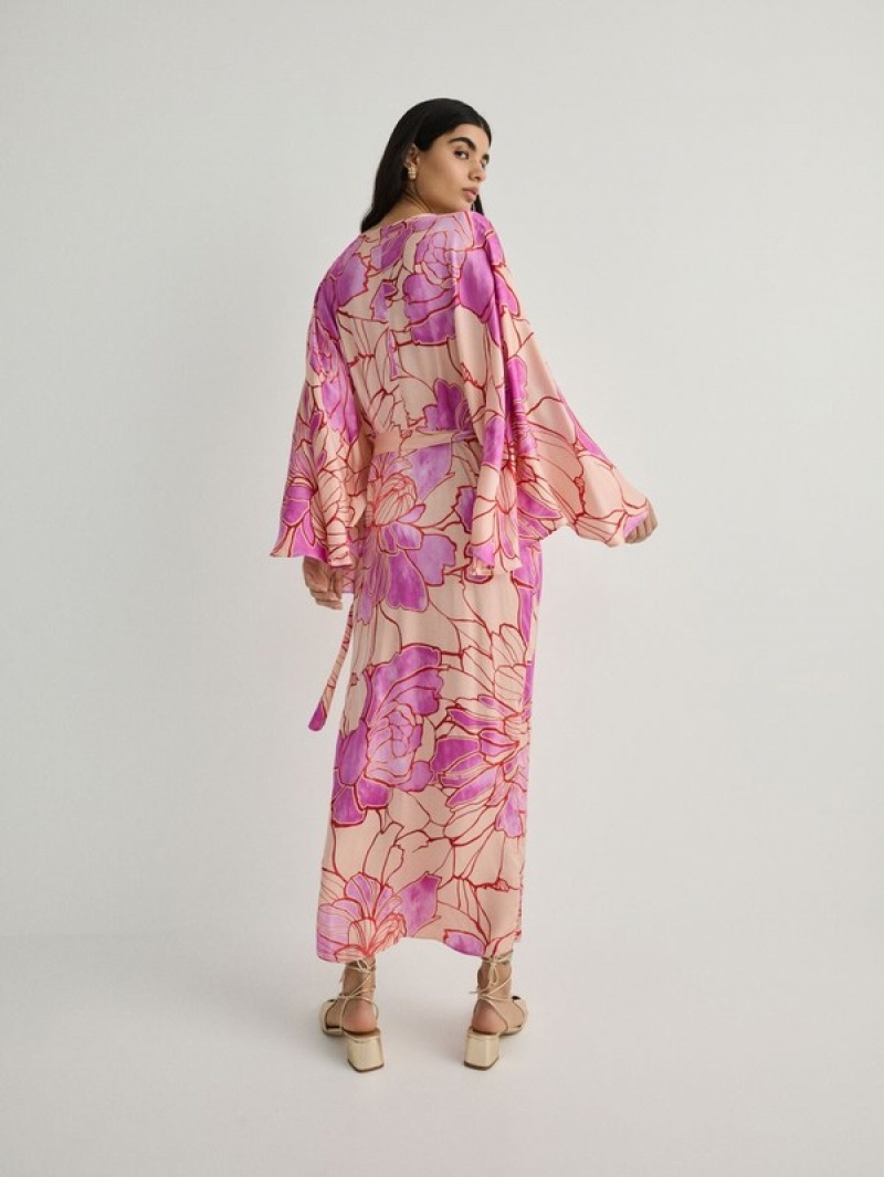 Reserved Viscose Kimono Kleid Damen Mehrfarbig | 1487-KNQRM