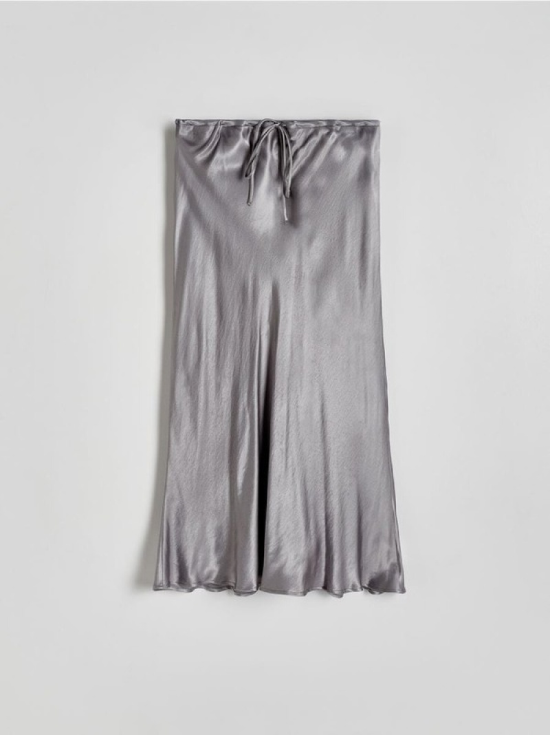 Reserved Viscose Midi Röcke Damen Silber | 8067-OMLIJ