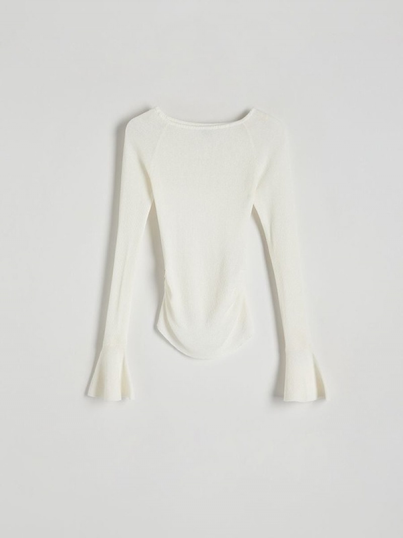 Reserved Viscose Pullover Damen Weiß | 1297-RHYJK