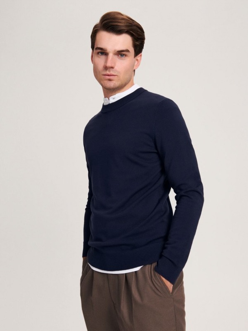 Reserved Viscose Rich Pullover Herren Navy | 7690-NTUPD