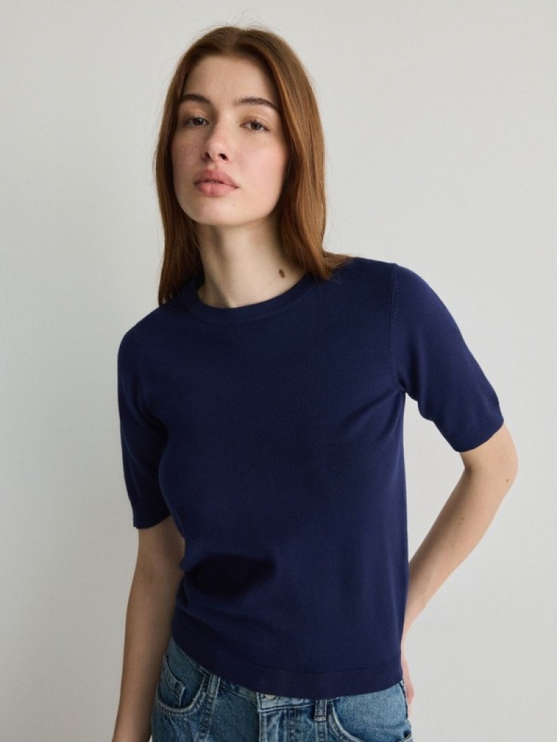 Reserved Viscose Rich Top Pullover Damen Navy | 1694-CVGJO