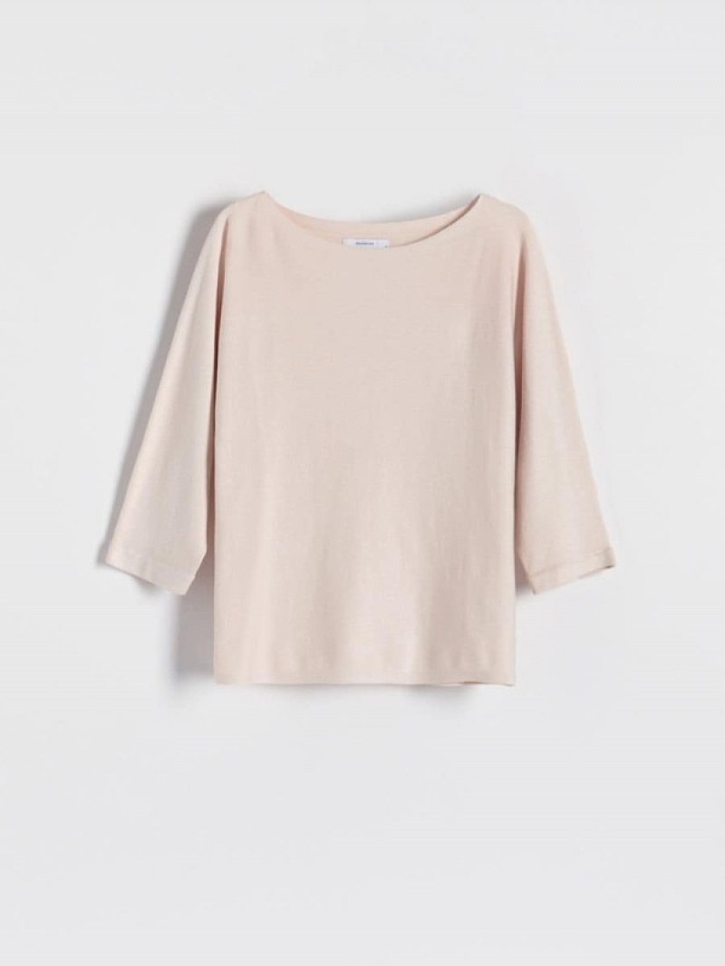 Reserved Viscose Rich Top Pullover Damen Beige | 0672-WVLPQ