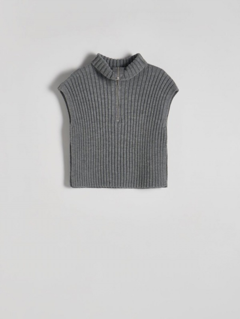 Reserved Waistwool Pullover Damen Grau | 4612-JNQES