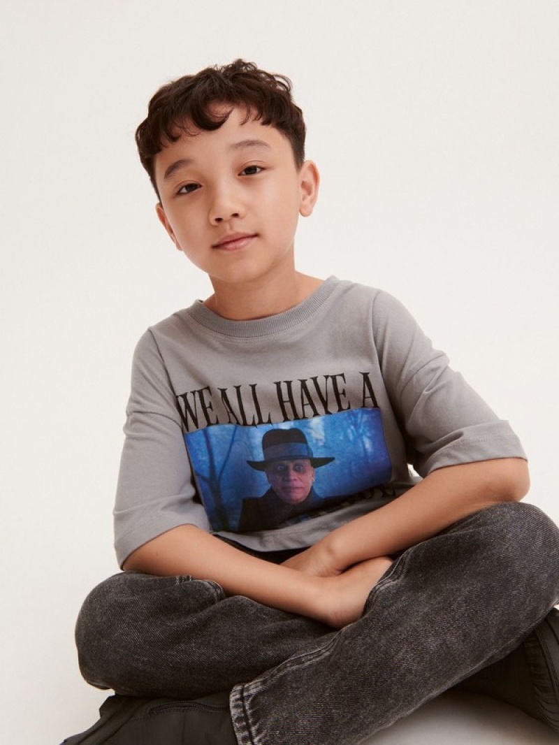 Reserved Wednesday T-shirts Jungen Dunkelgrau | 5462-TZVYQ