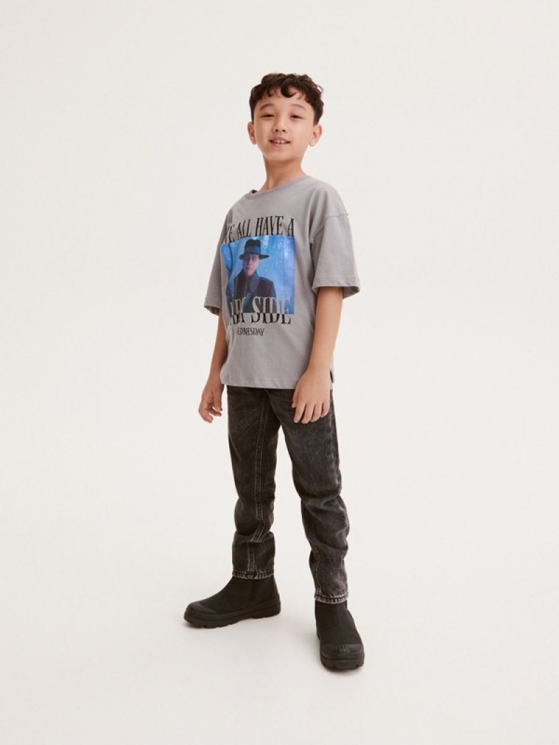 Reserved Wednesday T-shirts Jungen Dunkelgrau | 5462-TZVYQ