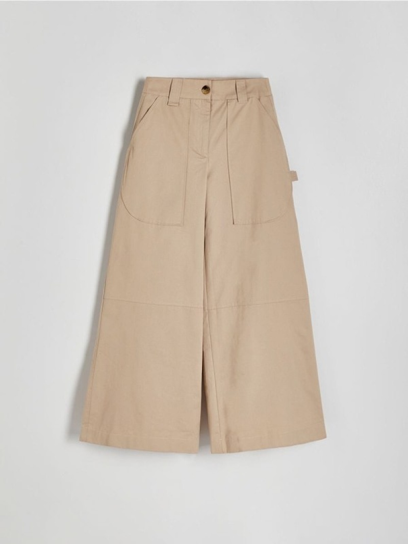 Reserved Weite Leg Hosen Damen Beige | 2031-PKMTU