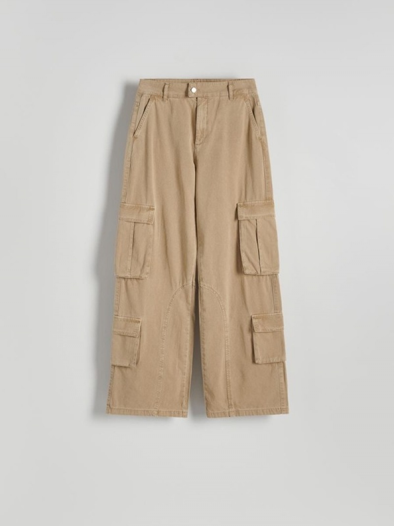 Reserved Weite Leg Hosen Damen Beige | 3105-TGVFN