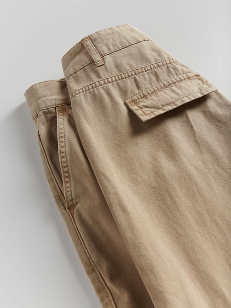 Reserved Weite Leg Hosen Damen Beige | 3105-TGVFN