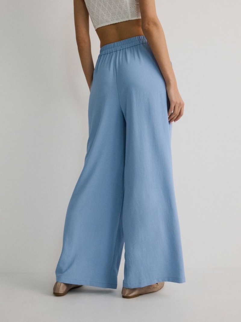 Reserved Weite Leg Hosen Damen Blau | 9518-AKDUC