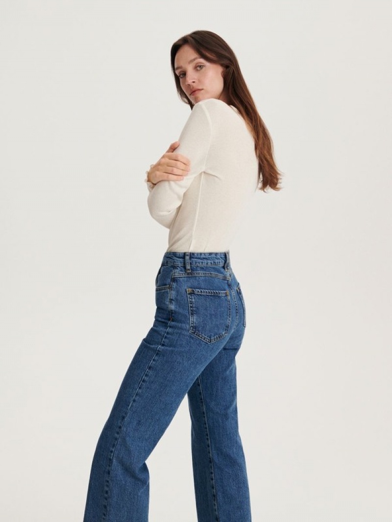 Reserved Weite Leg Jeans Damen Blau | 8267-CVDUM