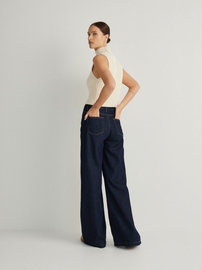 Reserved Weite Leg Jeans Damen Navy | 8064-EKIMD