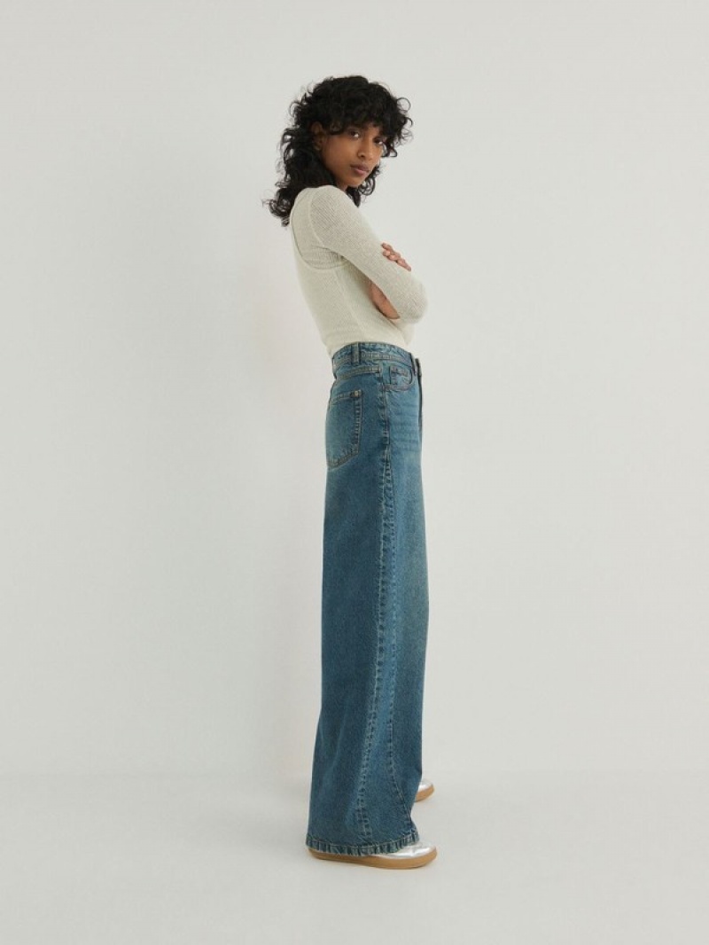 Reserved Weite Leg Jeans Damen Türkis | 8157-OJDUQ