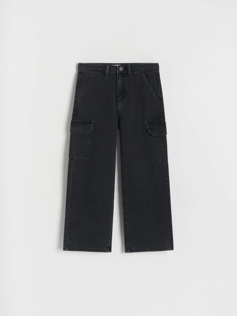 Reserved Weite Legpockets Jeans Mädchen Schwarz | 9167-ECMHQ