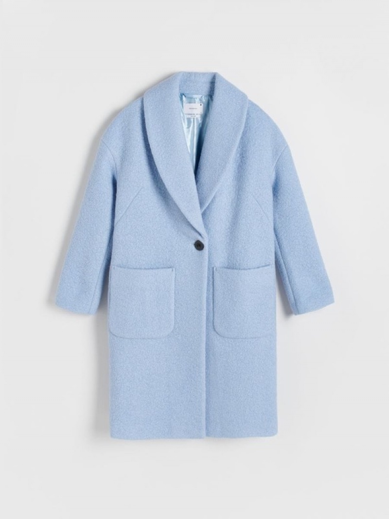 Reserved Wolle Mäntel Damen Blau | 7824-NLPOA