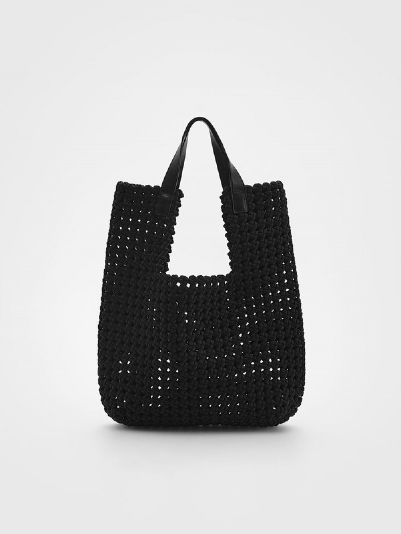 Reserved Woven Shopper Taschen Damen Schwarz | 0951-EJXVP