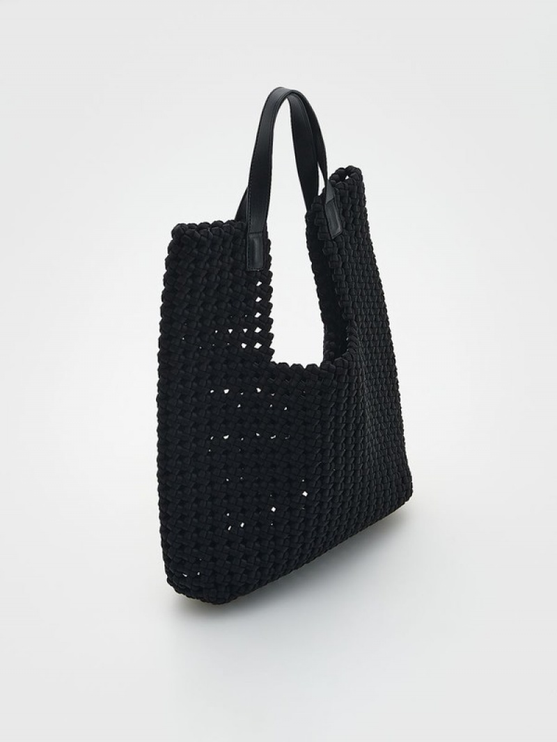 Reserved Woven Shopper Taschen Damen Schwarz | 0951-EJXVP