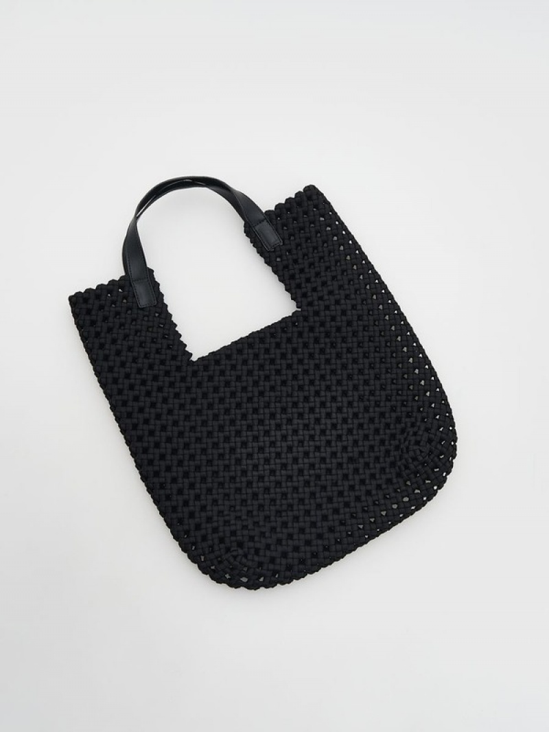 Reserved Woven Shopper Taschen Damen Schwarz | 0951-EJXVP