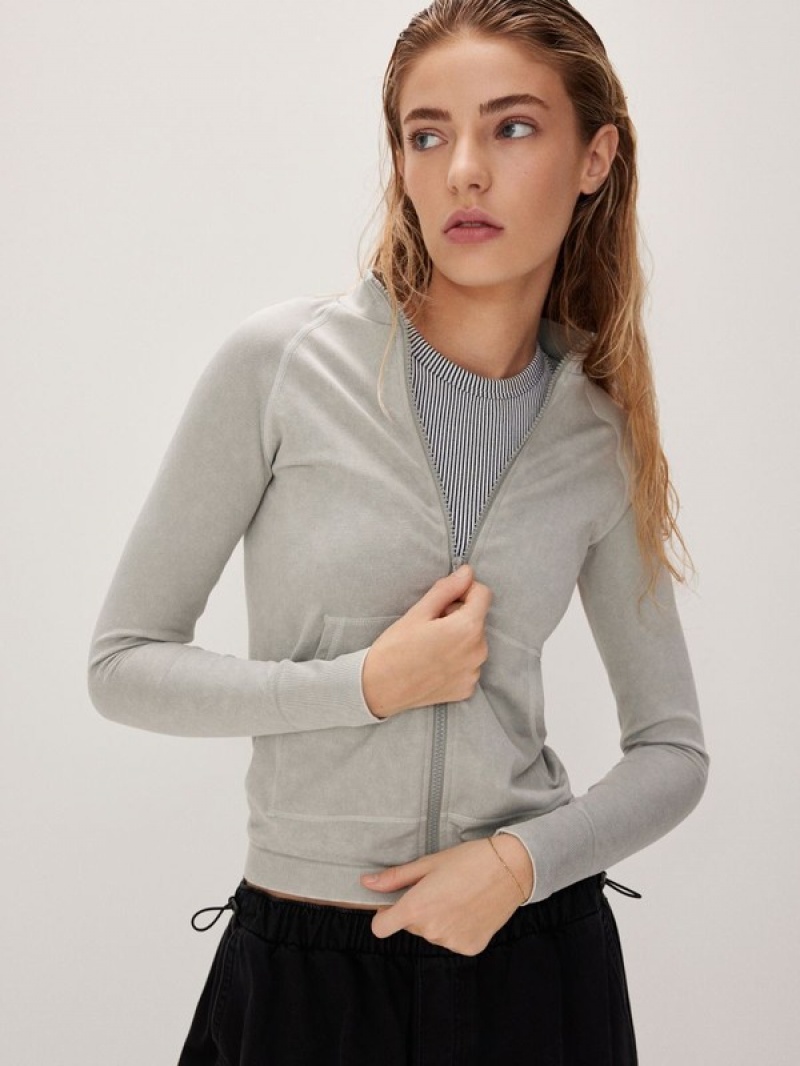 Reserved Zip Up Sweatshirts Damen Hellgrau | 3849-MHFJU