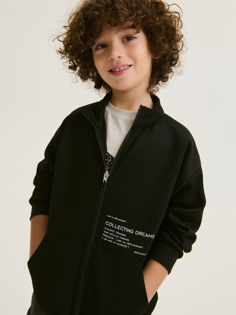 Reserved Zip Up Sweatstand Up Collar Pullover Jungen Schwarz | 9260-YCNVS